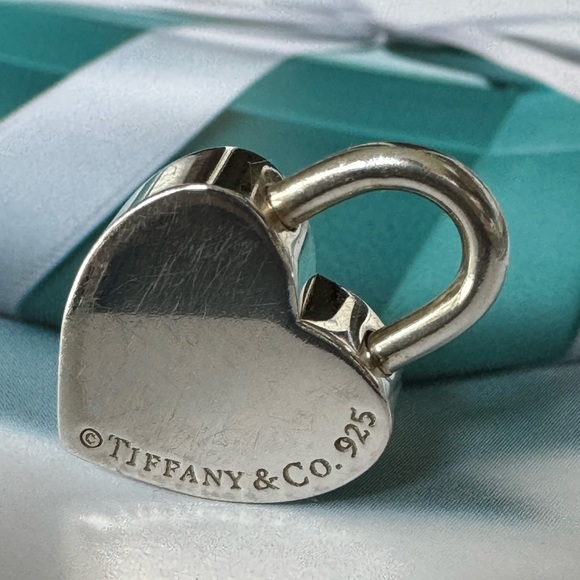 Tiffany & Co. Sterling Silver 925 “I LOVE YOU”Heart Padlock Pendant Charm - Picture 4 of 9